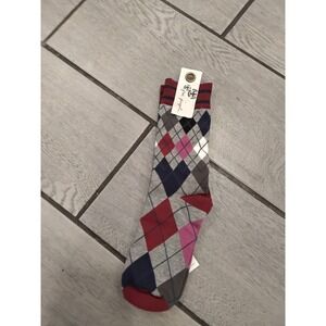 Free People Argyle Crew Socks Burgundy Navy Grey Pink Preppy Knit NWT